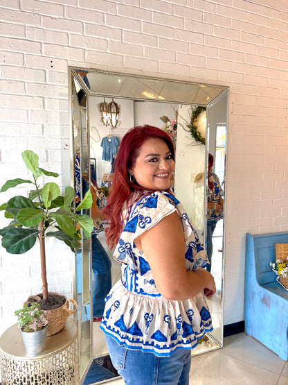 My Royal Embroidered Peplum Blouse