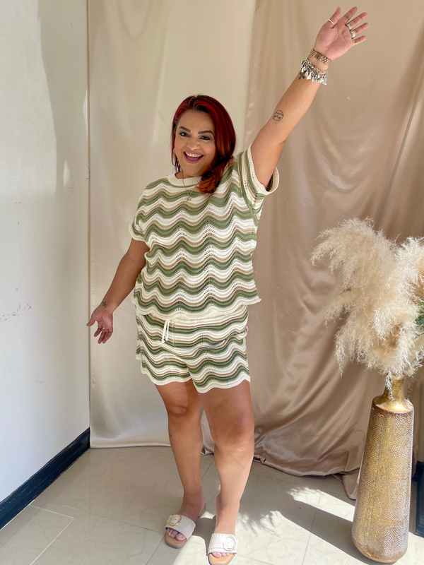 Travel In Style Crochet Shorts- Olive