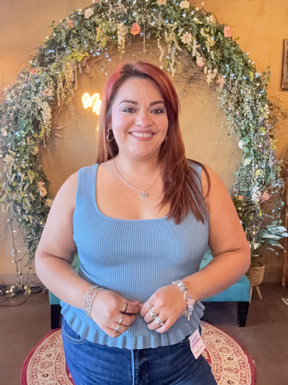 Sweet Peplum Tank - Chambray