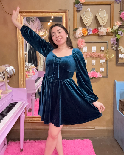 Teal Tinsel Mini Dress