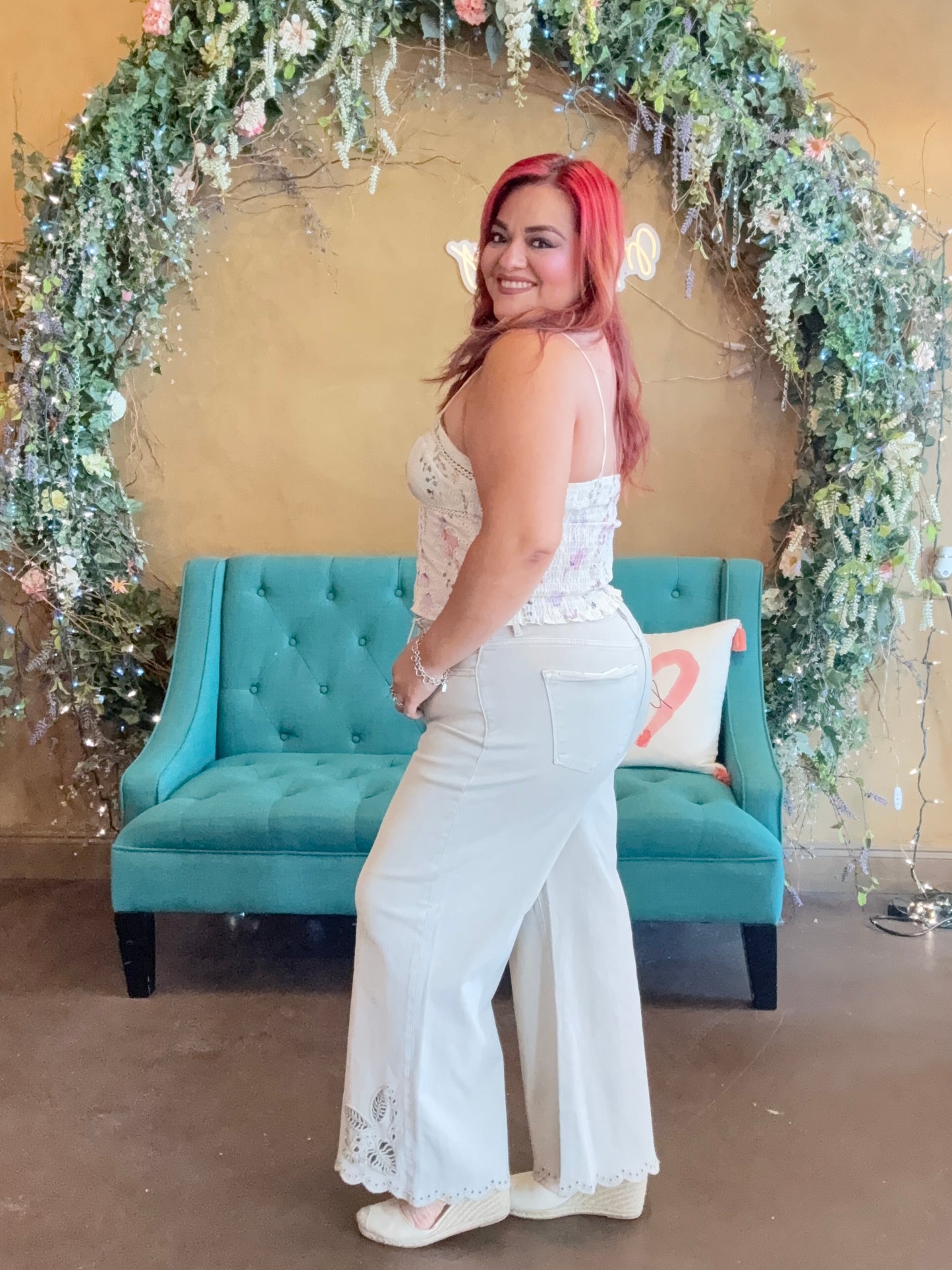 The Jasmine Eyelet Denim Pants