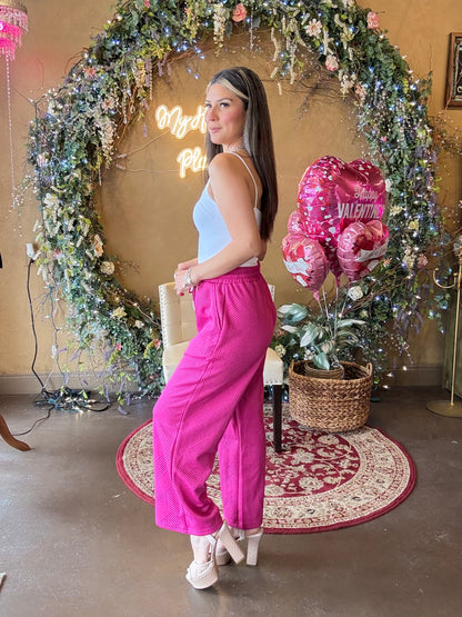 Sunday Stroll Drawstring Pants -Magenta