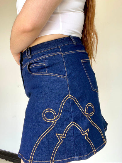 Tailgate Twist Denim Skirt