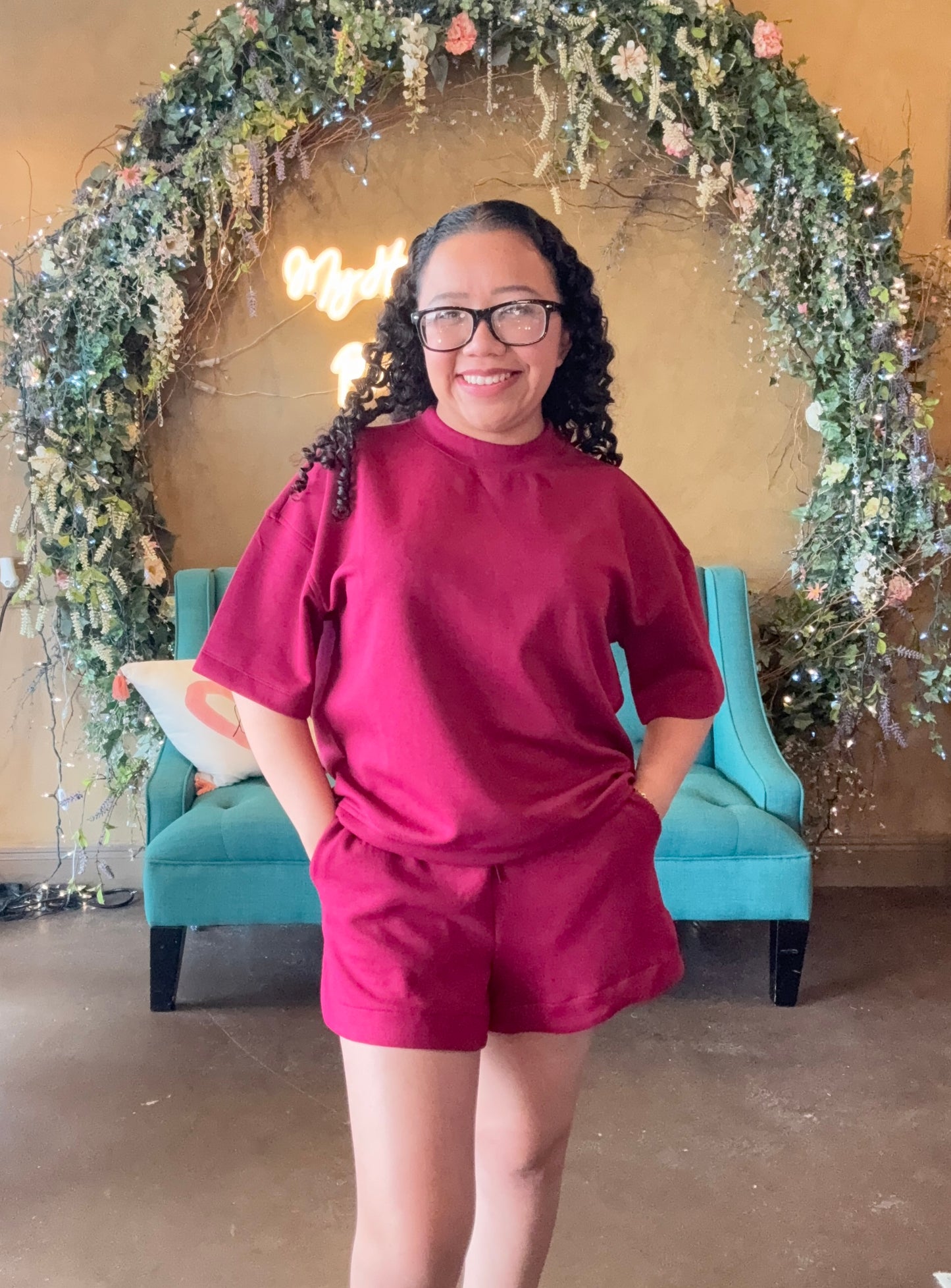 Running Errands Mock Neck Set- Cabernet