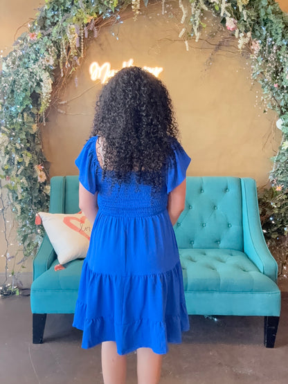 The Carrie Smocked Mini - Cobalt Blue