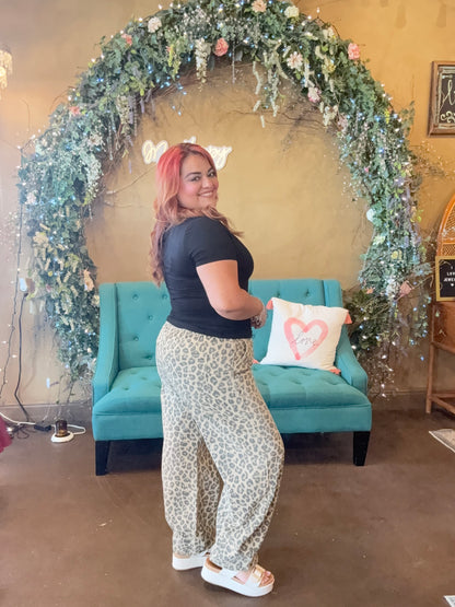Leopard Stroll Barrel Pants