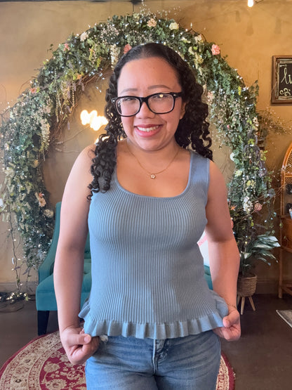 Sweet Peplum Tank - Chambray