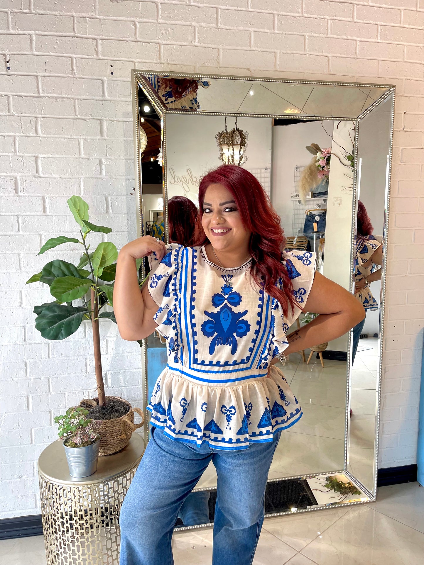 My Royal Embroidered Peplum Blouse