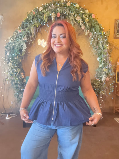 Effortless Charm Blouse - Navy