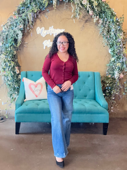 The Kinsley Tummy Control Wide Jeans - Dark