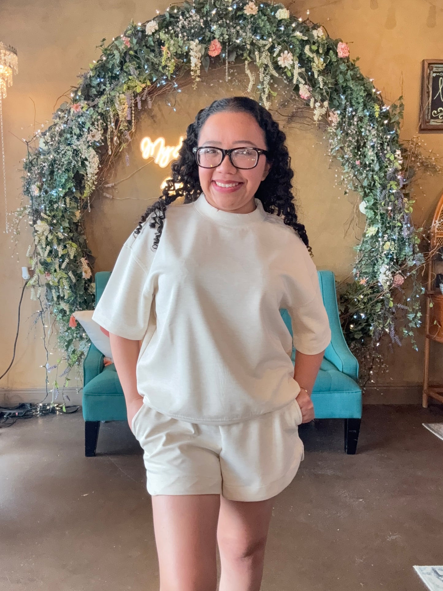 Running Errands Mock Neck Set - H. Beige