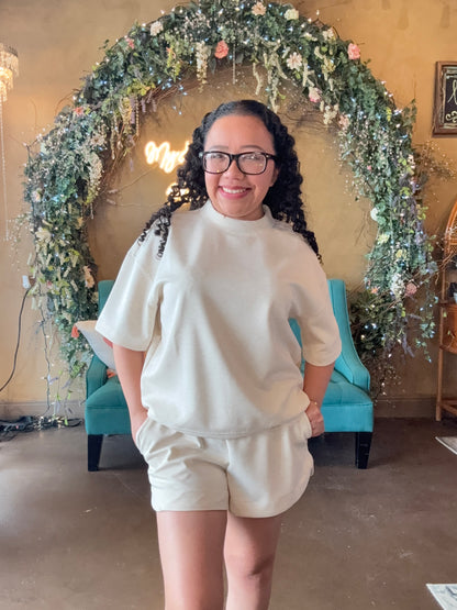 Running Errands Mock Neck Set - H. Beige