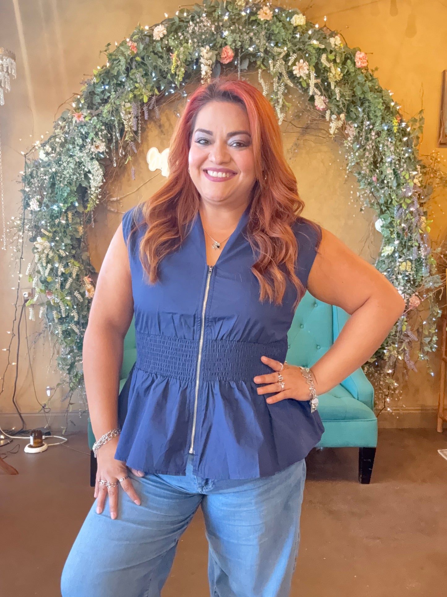 Effortless Charm Blouse - Navy