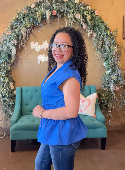 Effortless Charm Blouse - Royal Blue