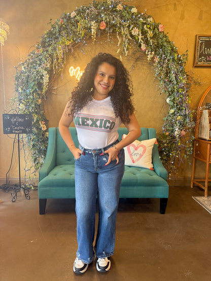 The Kinsley Tummy Control Wide Jeans - Dark