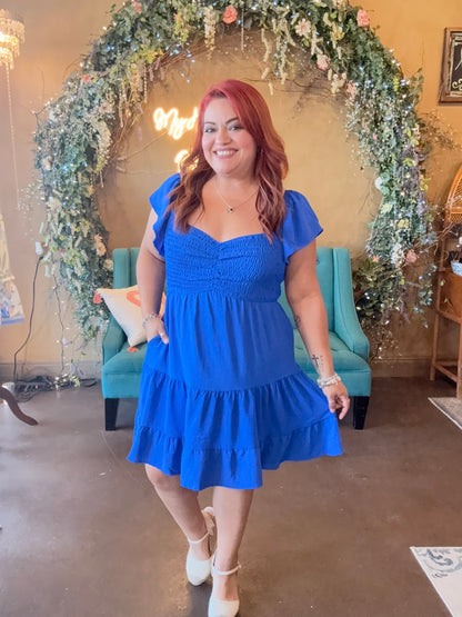The Carrie Smocked Mini - Cobalt Blue