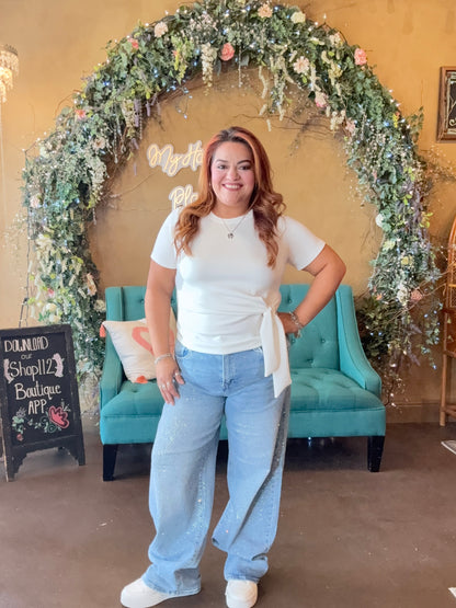 The Jenny Rhinestone Slouchy Barrel Jeans