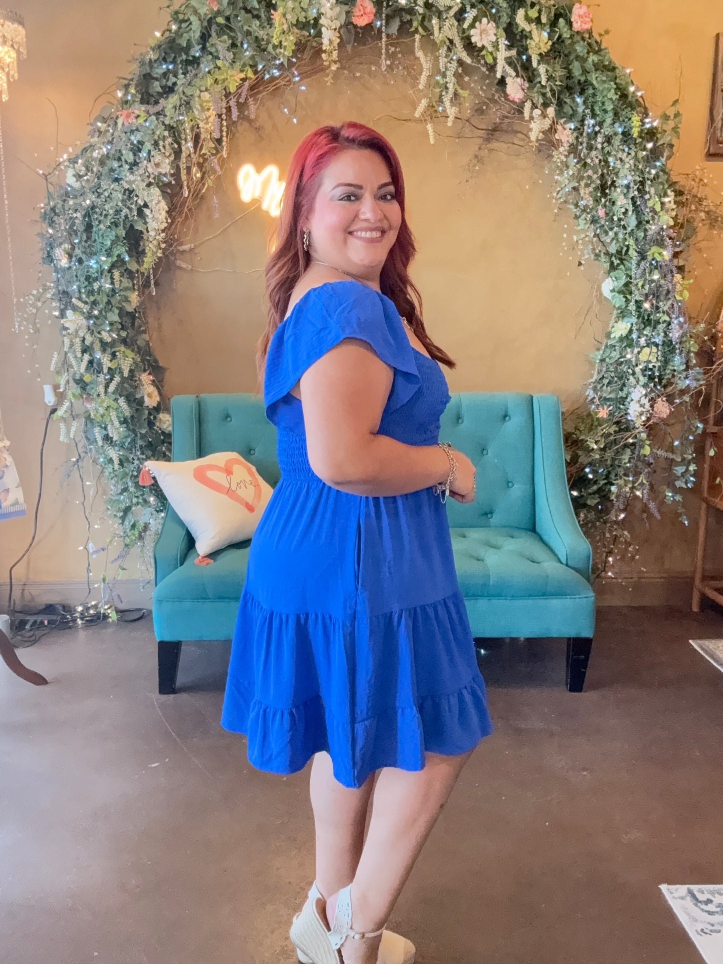 The Carrie Smocked Mini - Cobalt Blue