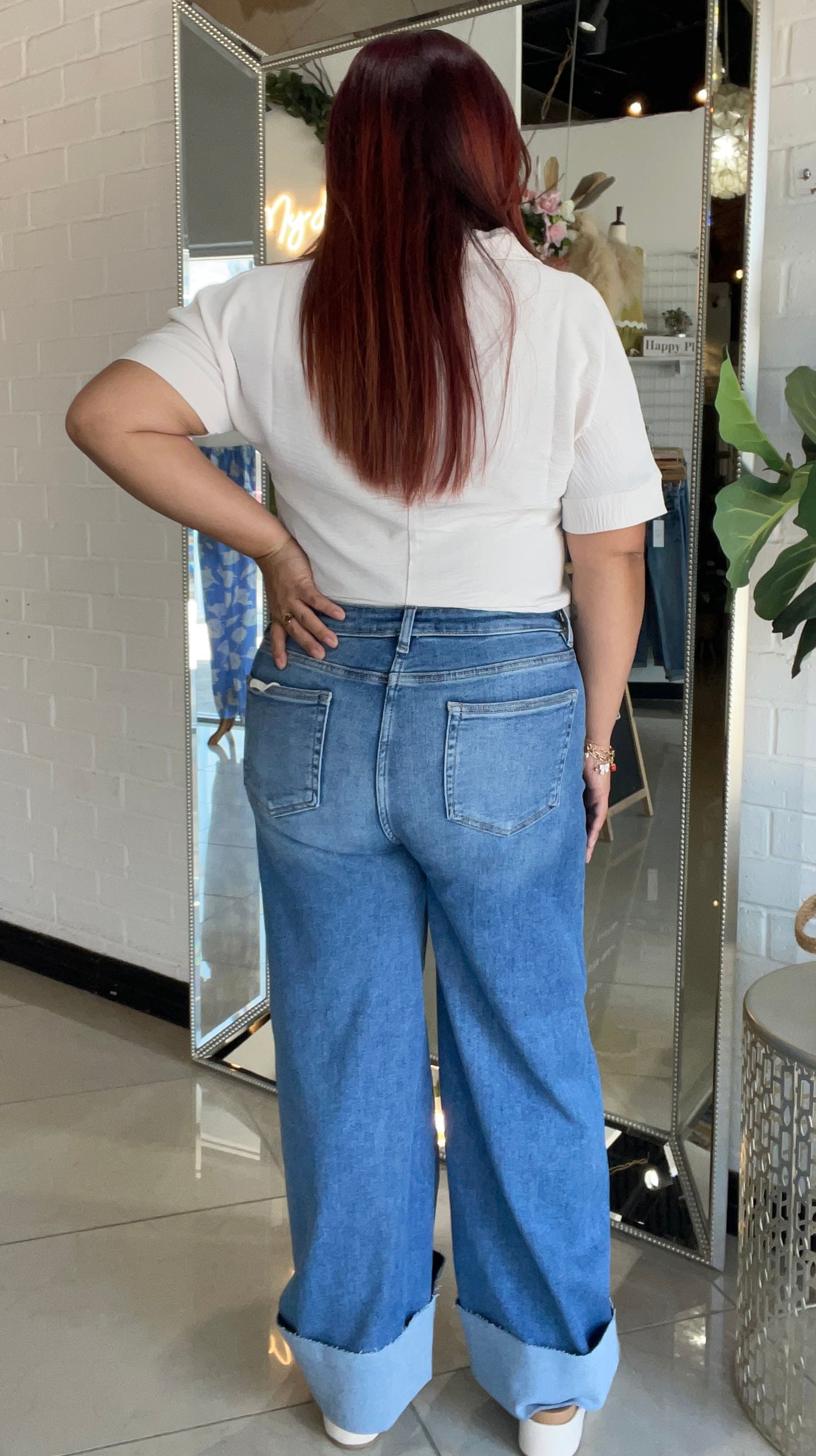Ale Tummy Control Cuffed Jeans - Medium Wash