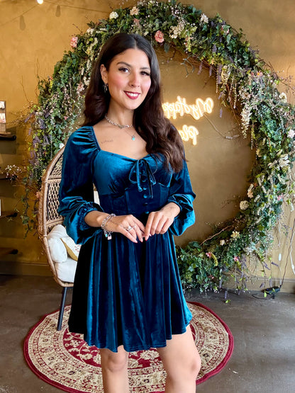 Teal Tinsel Mini Dress