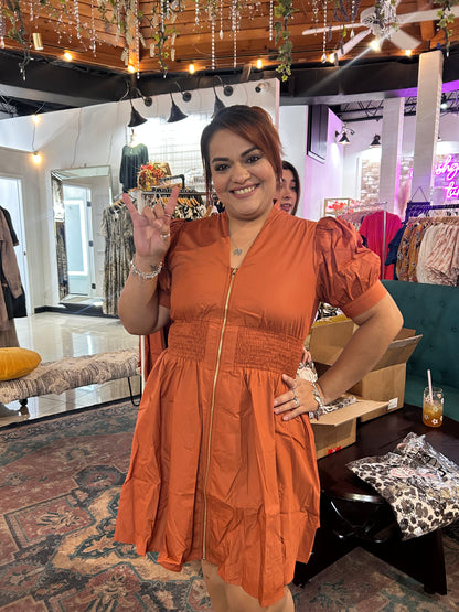 Rustic Romance Mini Dress - Pumpkin