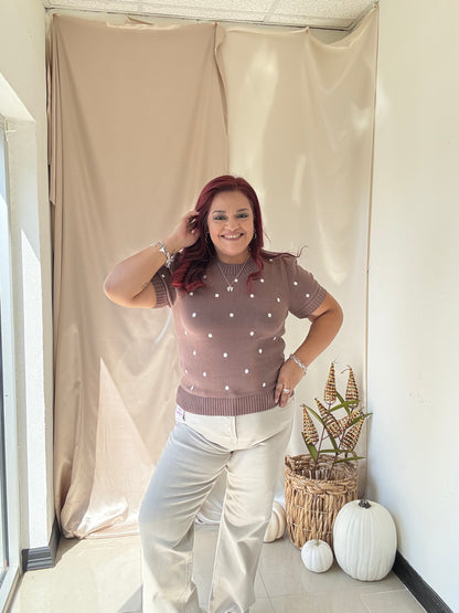 Ember Dots Sweater Top - Mocha