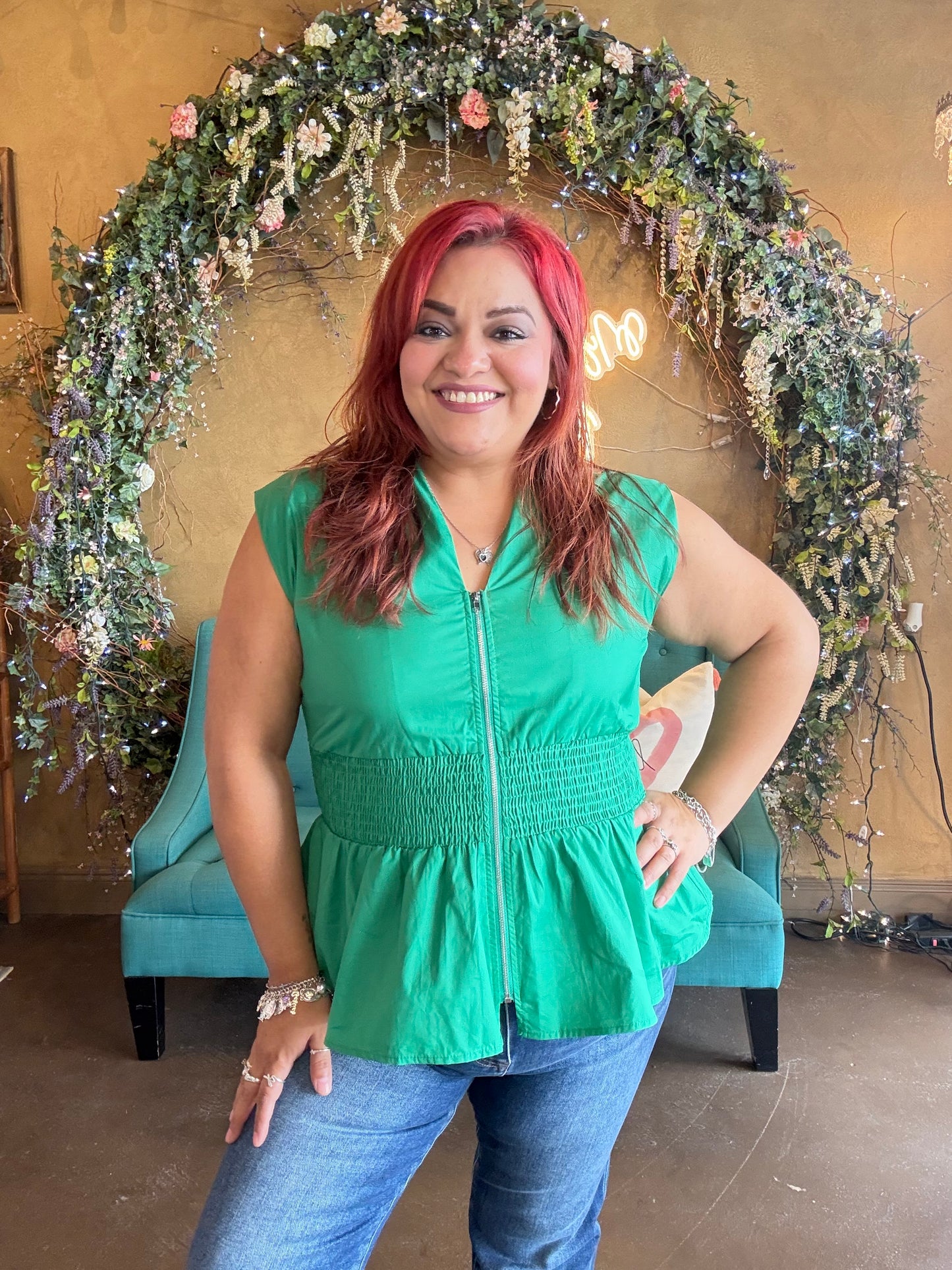 Effortless Charm Blouse - Green