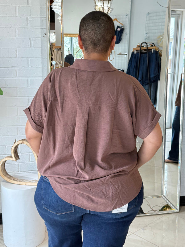 The Fall Shift Blouse- Mocha