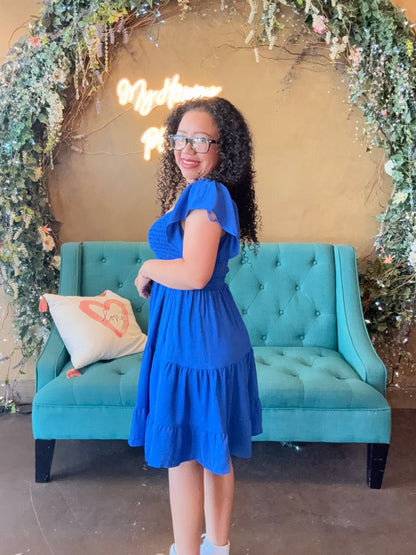 The Carrie Smocked Mini - Cobalt Blue