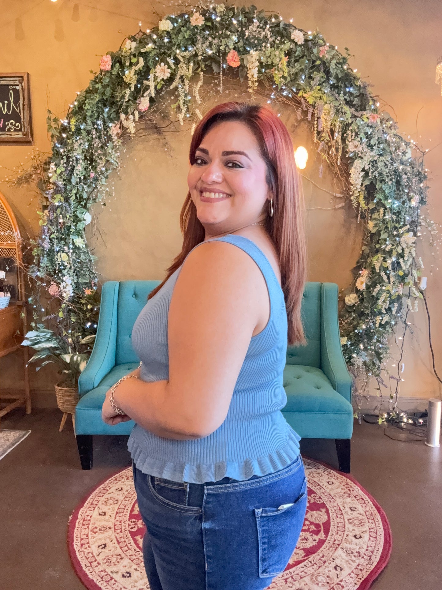 Sweet Peplum Tank - Chambray