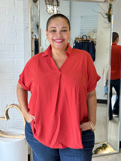 The Fall Shift Blouse - Rust