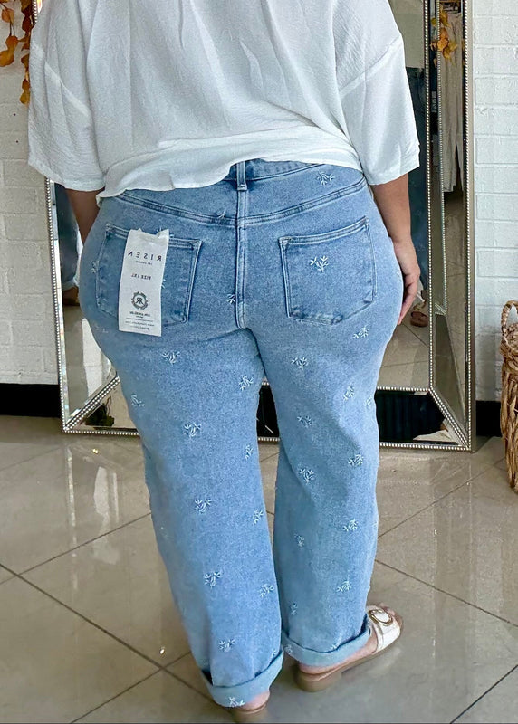 Lily Embroidered Barrel Denim
