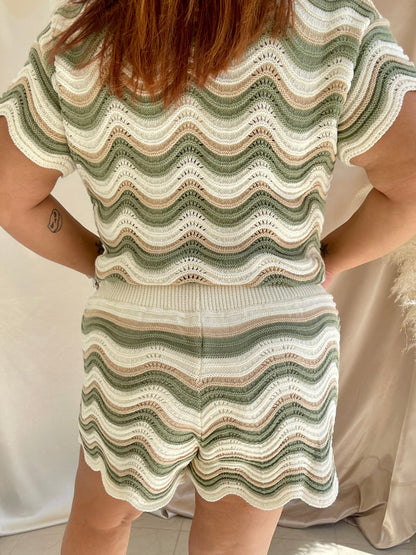 Travel In Style Crochet Shorts- Olive