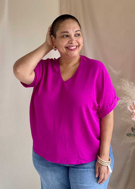 The Arlene Flowy Blouse -Magenta