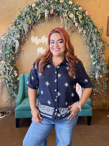 Sweet Escape Blouse - Navy