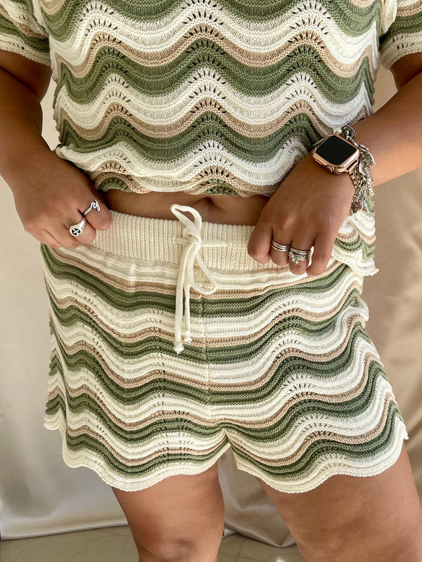 Travel In Style Crochet Shorts- Olive