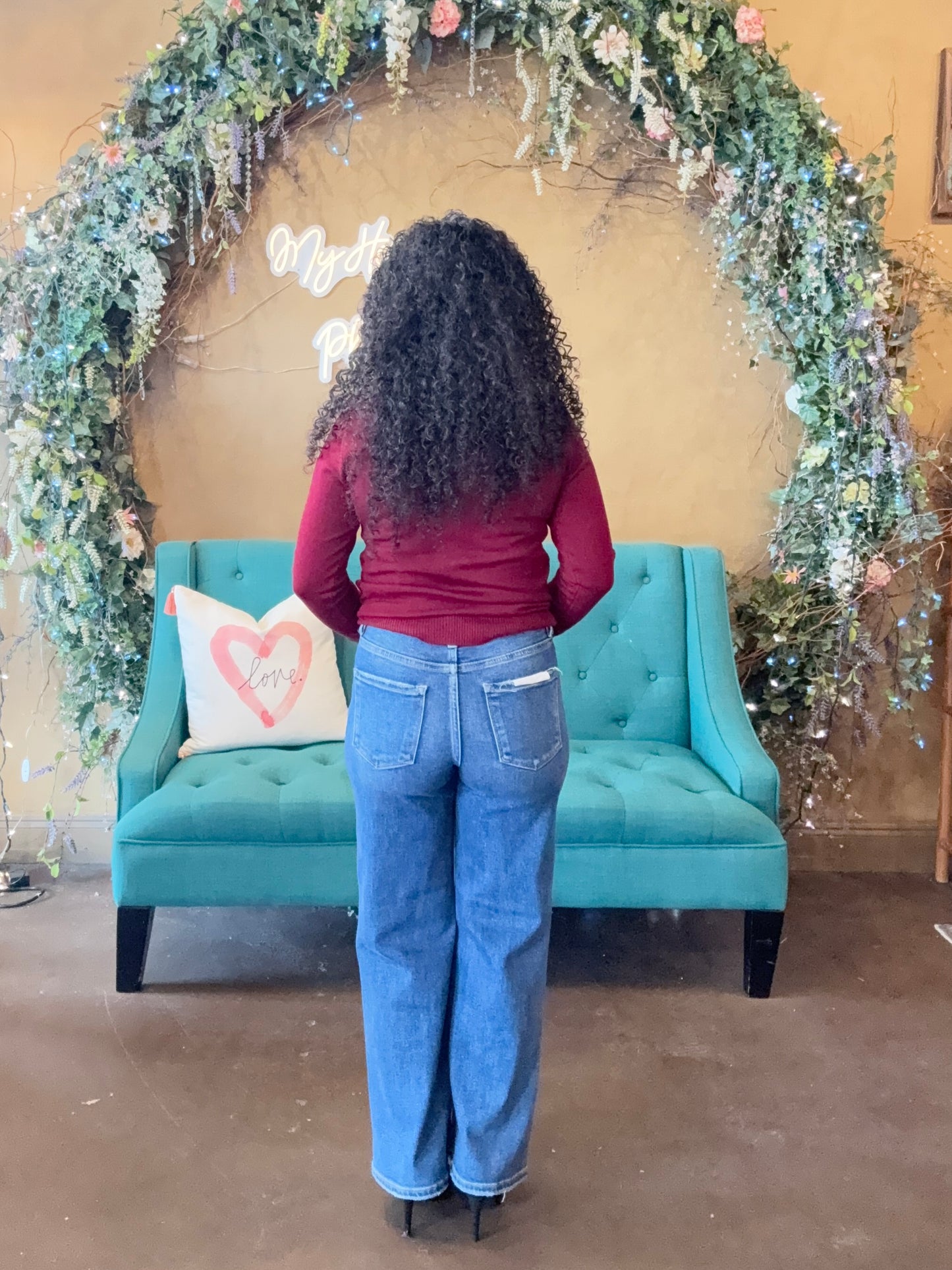 The Kinsley Tummy Control Wide Jeans - Dark