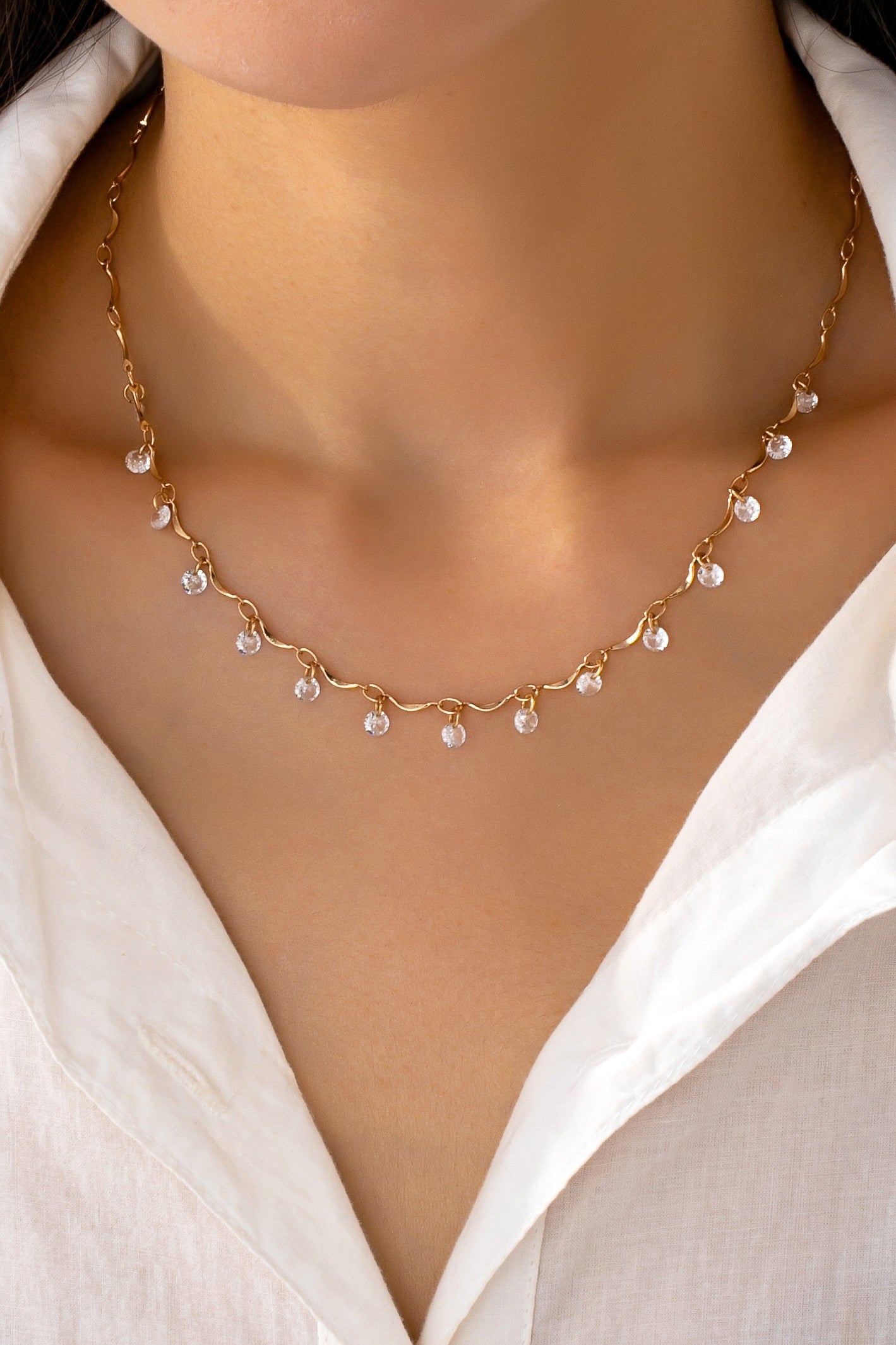 Crystal Beaded Station Necklace