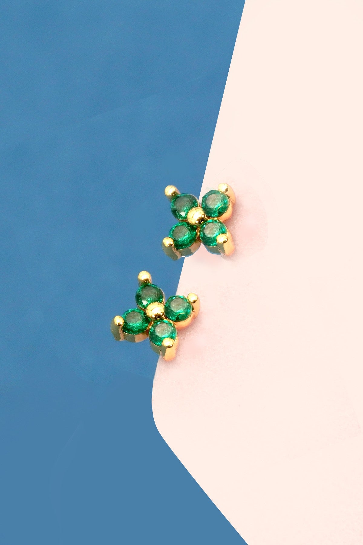 Mini Flower Stud Earrings - Emerald