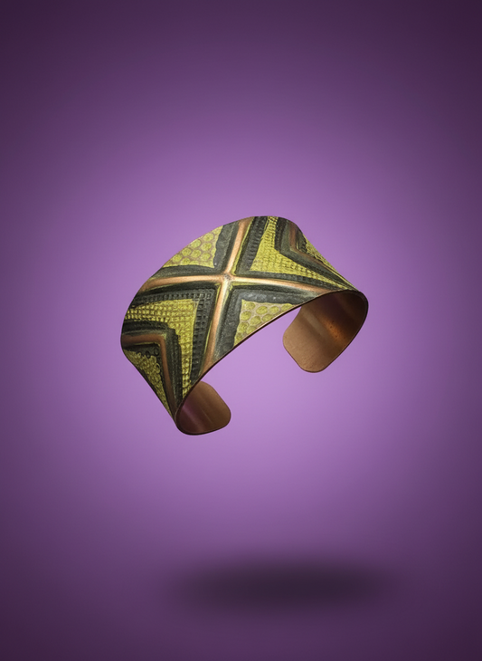 Copper Patina Cuff - Light Green/Rivets